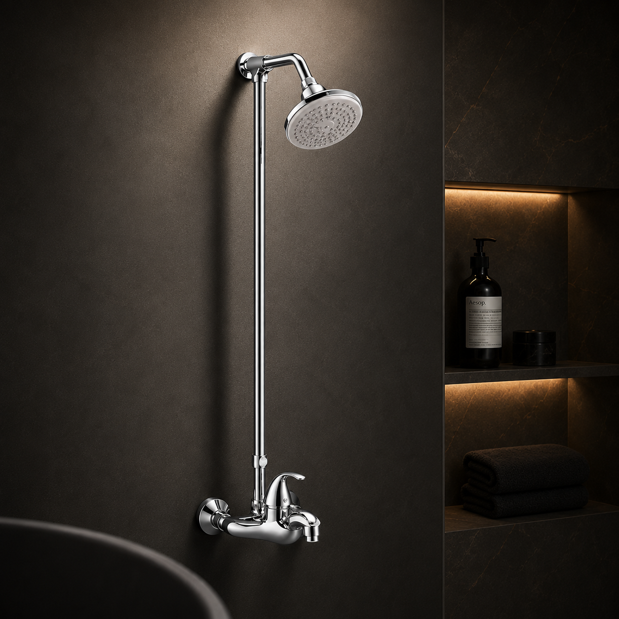 BathX shower set with overhead rainfall and hand shower